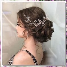 Experience the beauty of wedding hair down styles that Amazon has to offer. Wedding Hair Some Up Some Down, Up Hairstyles For Weddings, Wedding Hairstyles For Bridesmaids Updo, Prom Hair Updo Elegant, Hair For Wedding, Hairstyles For Weddings, Long Hair Vine, Wedding Hairstyle Ideas, Pearl Hair Piece