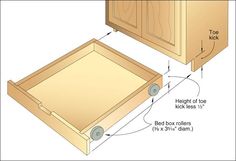 the drawer is open and labeled with measurements