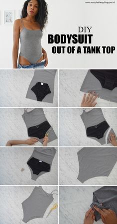 how to make a bodysuit out of tank top - step by step video instructions