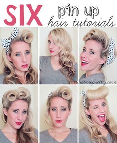 My friend Alyssa would totally do these at school she ALWAYS dresses from the 50's Pin Up Hair Tutorial, Evening Hairstyles, Retro Pin Up