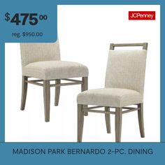 two dining chairs with price tag for $ 475 00 reg $ 350 00 madison park bernardo 2 - pc dining chair