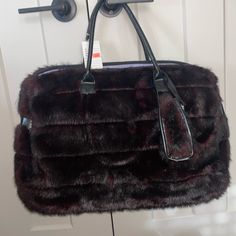 Faux Fur Suzanne Somers Bag Has A Red Tint On The Outside, Purple On The Inside Never Worn, New With Tags Black Rectangular Bag With Faux Fur Lining, Chic Travel Shoulder Bag With Faux Fur Lining, Rectangular Travel Shoulder Bag With Faux Fur Lining, Black Rectangular Shoulder Bag With Faux Fur Lining, Travel Shoulder Bag With Faux Fur Lining, Shopping Bags With Faux Fur Lining, Travel Tote Bag With Faux Fur Lining, Suzanne Somers, Bags Tote