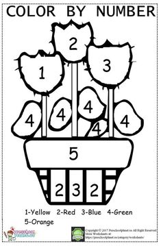 the color by number flower arrangement is shown in black and white with numbers on it