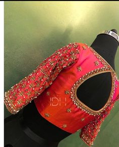 Peach Color Maggam Work Blouse With Beads Pearls Kundan Work | Etsy Mehndi Designs Beautiful, Blouse With Beads, Blouse Designs Aari Work, Work Blouse Designs, Mirror Work Blouse Design, Maggam Work Blouse, Mirror Work Blouse, Kundan Work, Aari Work Blouse