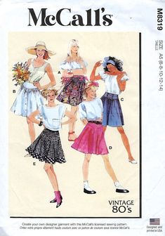 the sewing pattern is for women's skirts and blouses