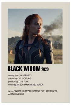 the poster for black widow is shown in front of an image of a woman with long hair