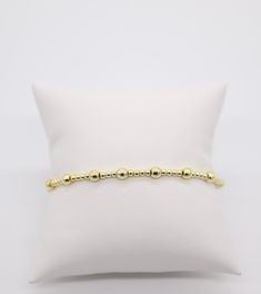 These stretchable gold beaded bracelets are beautiful when stacked with other variety of bracelets.