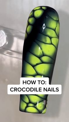 Discover the wild trend of Crocodile Nails with our step-by-step guide! Learn how to achieve stunning croc-skin texture on your nails effortlessly. Unleash your inner fashionista and create a fierce statement look. Our easy tutorial covers nail prep, lacquer application, and topcoat techniques. Elevate your nail game with this edgy and unique style that's perfect for any occasion.  HOW TO: Crocodile Nails  • Follow for more nail trends How To Crocodile Nails, Textured Nail Art Tutorial, Crocodile Nail Tutorial, Crock Nail Art, How To Do Croc Nails, Nail Art Techniques Step By Step Easy, Matte Crocodile Nails, How To Nail Designs Step By Step, Nail Designs Crocodile