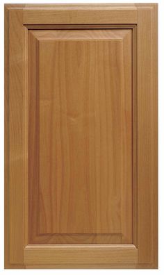 an unfinished cabinet door with woodgrain on the front and side panel, in light brown