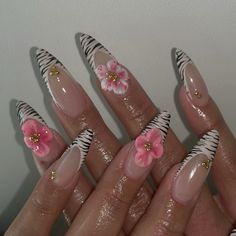 #nails #designnails #designart #art #zebraprint #zebra Almond Zebra Nails, Zebra Almond Nails, Zebra Print Nails, Zebra Nails, Hard Nails, Airbrush Nails, Fall Acrylic Nails, Soft Nails