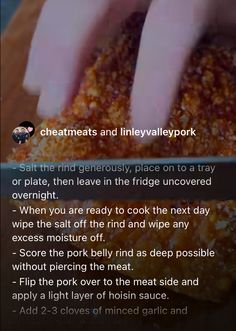 someone cutting food with a knife on top of it and the text below reads, chefs and linelypark salt the mind seriously place on a tray or plate