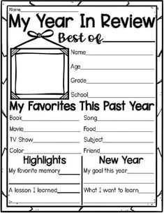 a new year's reward for students to write their own text in the book, my year in review best e