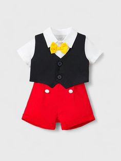 Dress your little gentleman in our adorable Baby Boys' Mouse Suit. This charming outfit set includes a button-up vest, a short-sleeve shirt, and matching shorts, all featuring a playful mouse theme. Perfect for special occasions, family photos, or everyday wear, this ensemble combines style and comfort effortlessly. Crafted from soft, breathable fabric, it ensures your baby boy looks dapper while staying comfortable all day. Make him the cutest mouse in town with this delightful and stylish outf Mouse Costume, Striped Bodysuit, Looking Dapper, Girls Stripes, Cute Mouse, Costume Outfits, Adorable Baby, Outfit Set