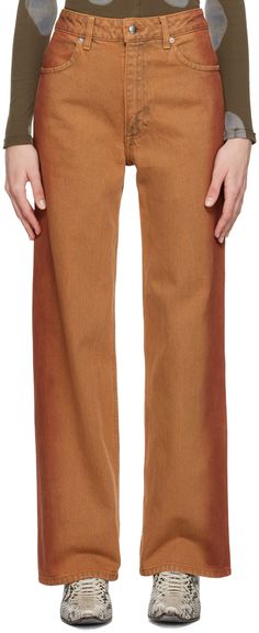 Wide-leg non-stretch denim jeans. Fading throughout. · High-rise · Belt loops · Four-pocket styling · Zip-fly Supplier color: Terracotta Gabardine Pants, Eckhaus Latta, Dark Autumn, Wide Leg Denim, Curator Style, Wide Leg Jeans, Stretch Denim, Leg Jeans, Apparel Accessories