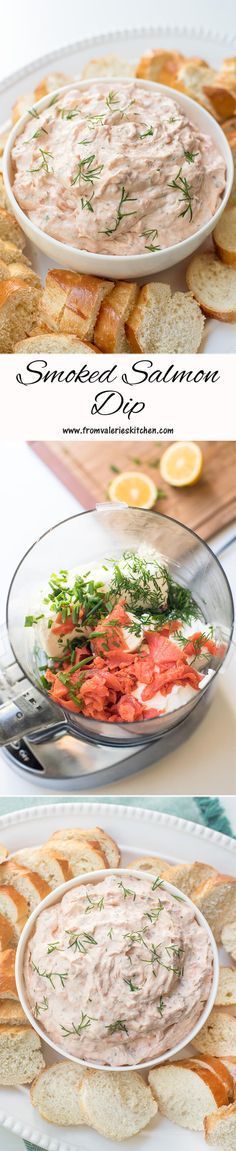 three different views of some food on a plate