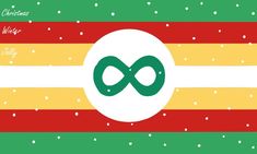 a christmas card with an image of two green and red stripes, one in the shape of an infinite sign