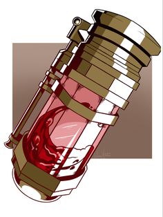 a drawing of a red liquid in a glass bottle