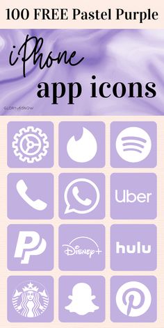 the iphone app icons are shown in purple and white, with text that reads 100 free paste