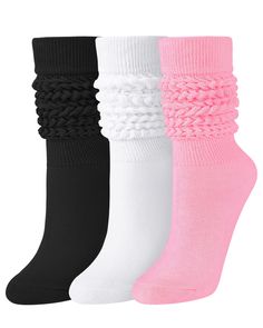 PRICES MAY VARY. 【Soft Slouchy Socks for women】These women white socks are skin-friendly and comfortable, made of cotton, warm for fall winter. The scrunchie socks are about 40cm/15.7inch long from top to heel, it can be worn pulled up to the knee as tall boot socks, or down to your ankle as a scrunch sock. 【One Size Fit All】One size fits women's shoe sizes 6-11, men shoe size 4-9. Slouch socks with stretchy fabric, the tightness will not slide down, just keep the height you wanted all day, and Scrunchie Socks, 80s Socks, Scrunch Socks, Slouchy Socks, Tall Boot Socks, Women Boot, Slouch Socks, Pink Lifestyle, Tall Boot