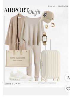 Airport Essentials, Comfy Airport Outfit, Comfortable Travel Outfit, Airport Travel Outfits, Transitional Outfits, Airplane Outfits, Spring Summer Capsule Wardrobe, Airport Outfits, Casual Luxe