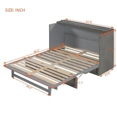 the bed frame is shown with measurements for it