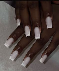 White In White Nails, White Acrylic Nails With White Tip, Milky White Nails White Tip, French Tips Classic, White One White French Nails, Natural White Acrylic Nails, White French Tip Nails White Base, Milky White Gel X Nails, White Designs Acrylic Nails