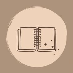 an open notebook with stars in the pages on a brown background, hand drawn doodle style