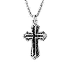 Sterling Silver 1/3 CTW Diamond 39X23MM 22" Religious PendantMake a spiritual statement with religious jewelry. White Gold Necklace With Large Cross Pendant, Spiritual Jewelry With Adjustable Chain And Cross Pendant, Spiritual Cross Necklace With Large Pendant, Spiritual White Gold Jewelry With Box Chain, Spiritual White Gold Cross Pendant Necklace, Black Symbolic Cross Pendant Necklace, Spiritual Jewelry With Large Crucifix Pendant, Spiritual Crucifix Jewelry With Large Pendant, White Gold Large Cross Pendant Jewelry