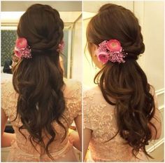 Wedding Party Hairstyles, Wedding Hairstyles Indian, Indian Engagement, Diy Wedding Hair, Hairstyles Indian