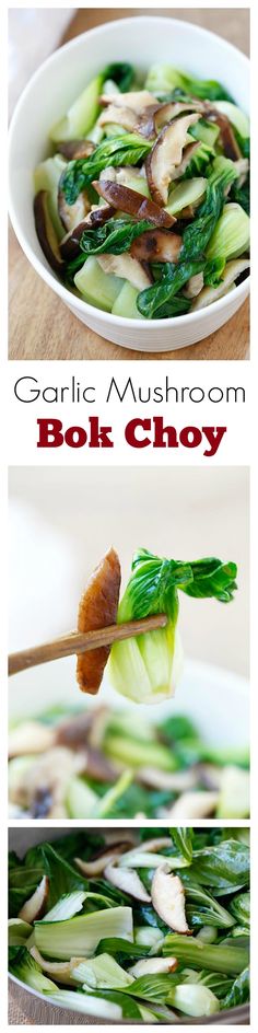 Garlic Mushroom Bok Choy – the easiest, healthiest, and best veggie dish with bok choy, mushroom and garlic. 3 ingredients & 10 minutes to make | rasamalaysia.com Recipes Noodles, Mapo Tofu, Healthy Appetizer Recipes, Diner Recept, Garlic Mushrooms, Think Food, Oyster Sauce, Asian Cooking, Veggie Dishes