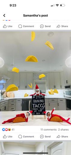 an elf is in the kitchen with his feet on the counter