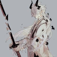 Nephilim Character Design, White Hair Anime Guy, Fantasy Story Ideas, Fantasy Demon, Scary Animals, Character Design Male, Anime Character Drawing, Dnd Characters