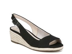 LifeStride Socialite Espadrille Wedge Sandal Women's Shoes | DSW Espadrilles Chanel, Peep Toe Wedge Sandals, Heeled Espadrilles, Womens Sandals Wedges, Black Wedge Sandals, Espadrille Wedge, Womens Wedges, Slingback Sandal, Wedge Espadrille