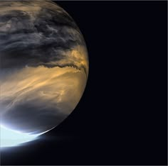 an image of the earth taken from space with clouds in the foreground and sun behind it