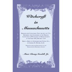 Witchcraft in Massachusetts General Assembly, The Act, Historical Society, Massachusetts, Acting, How To Become, Book Cover, History