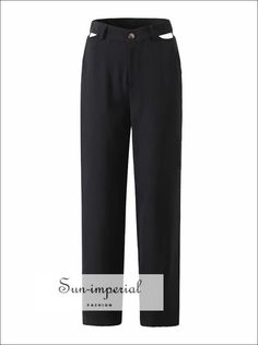 Women Dark Brown Cut out Waist Tailored Straight Leg Trouser Long Pants casual style Black Straight Dress Pants For Summer, Black Straight Leg Dress Pants For Summer, Black High-waisted Dress Pants For Summer, Black Ankle Dress Pants For Fall, Black Ankle-length Dress Pants For Fall, Pant Style, Straight Leg Trousers, Pants Straight, Fashion Flats