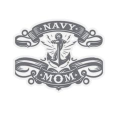 two stickers with an anchor and the words navy mom