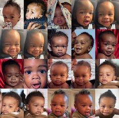 many different pictures of babies and their faces