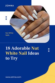 Love sophisticated white nails? Check out these 18 nut white nail designs with a gorgeous sheer finish. White Nut Nails, Nut Nails, Nut White Nails, Marble Nail Designs, Nail Trend, Short Square Nails