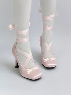 Heart of Doll Pink Shoes, Pretty Shoes, Satin Ribbon, Cute Shoes, Pre Order, Heel Height, High Heels, Fashion Inspo, Tights