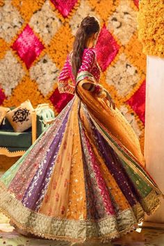 Bride twirling in a colorful lehenga Haldi Dress For Bride, Mehendi Outfits For Bride, Mehndi Dress For Bride, Mehendi Dress, Mehndi Outfit, Mehndi Outfits, Mehndi Dresses