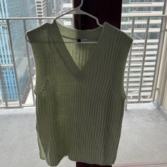 Mint Green Sweater Vest With Slits- New Without Tags H&m V-neck Sweater For Spring, H&m Green Tops For Fall, H&m Cotton Sweater For Spring, Green Sweater Vest, Mint Green Sweater, Hm Sweater, Olive Green Sweater, Group Costumes, Green Sweater