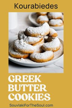 there is a plate full of greek butter cookies