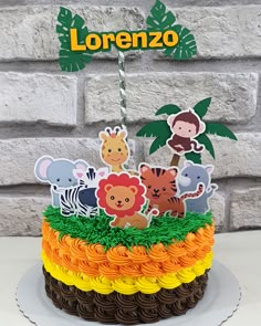 Cake Animals Birthday, Jungle Theme Birthday Party Cakes, Zoo Cake Ideas, Animal Themed Birthday Cake, Safari Cake Ideas, Zoo Theme Birthday Cake, Jungle Theme Birthday Cake, Lion Birthday Theme, Animal Cake Ideas