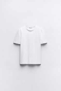 HEAVY COTTON T-SHIRT - White | ZARA United States Simple Stretch Short Sleeve T-shirt, Classic Plain Summer T-shirt, Zara Basic Stretch T-shirt, Zara Short Sleeve T-shirt For Summer, Zara Stretch T-shirt For Summer, Basic Zara T-shirt, Basic Zara Cotton Top, Zara Stretch Crew Neck T-shirt, Zara Stretch T-shirt With Short Sleeves