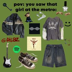 #grunge #arcticmonkeys #nirvana #music #gorillaz #coraline #pov #guitar Grunge Starter Pack, Gorillaz Outfits, Nirvana Music, Spiritual Wallpaper, Scene Outfits, Dream Aesthetic, Heck Yeah, Grunge Style