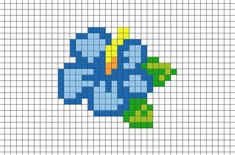 a cross stitch pattern with blue and yellow flowers in the center on a white background