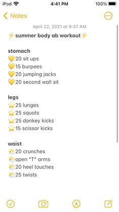 an iphone screen showing the workout schedule for someone who is working out on their phone