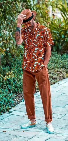 Fresh Summer 2024 Men's Fashion Guide: Top 20 Trending Styles & Outfits Cuban Outfit Men, Running Excercise, Hat Summer Outfit, Salsa Outfit, Urban Bohemian, Khakis Outfit, Vertical Striped Shirt, Festival Outfits Men, Mens Summer Outfits