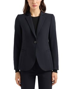 Find EMPORIO ARMANI Barathea Single Button Blazer on Editorialist. Emporio Armani Barathea Single Button Blazer.Color:Black Denim.Size:38 IT/2 US.Material:Shell 96% virgin wool/4% elastane; lining: 70% viscose/30% acetate. Single Button Blazer, Blazer Buttons, Black Blazers, Emporio Armani, Black Denim, Blazer, Luxury Fashion, Wool, Color